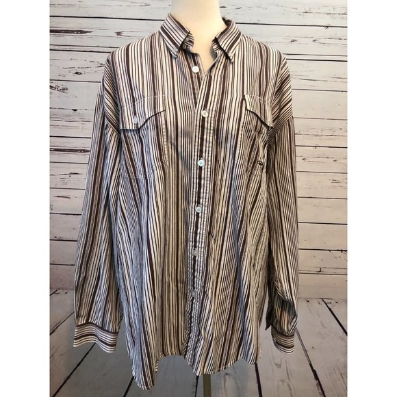 Roper Western Shirt XL Extra Large Striped Long Sleeve Flip Contrasting Cuff Men - Picture 1 of 8